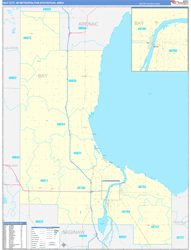 Bay City Metro Area Wall Map Basic Style 2024